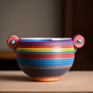 Modern Rainbow Striped Handcrafted Pot