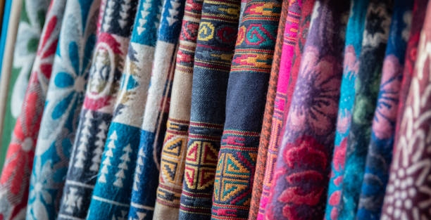 Colorful carpets made in Nepal.