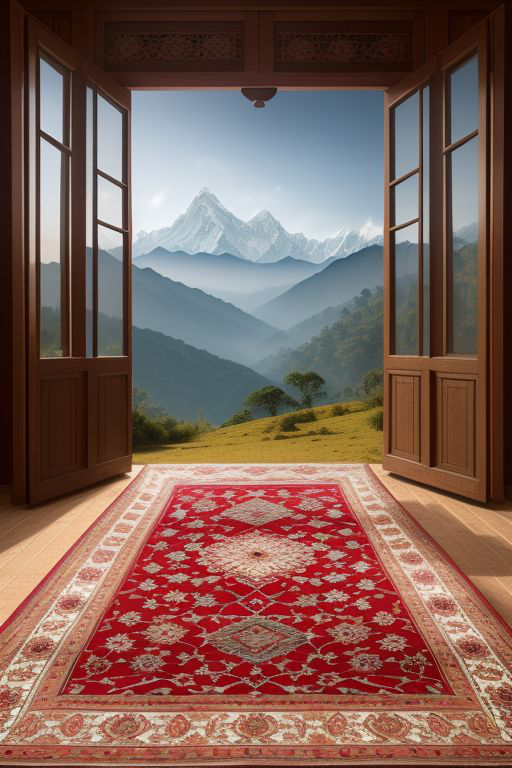 Hand Made Carpet Red Linen