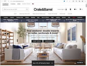 Crate and Barrel's Home Page.