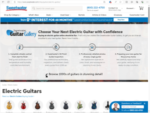 Screenshot of Sweetwater's web site