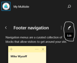 Footer Navigation select Edit